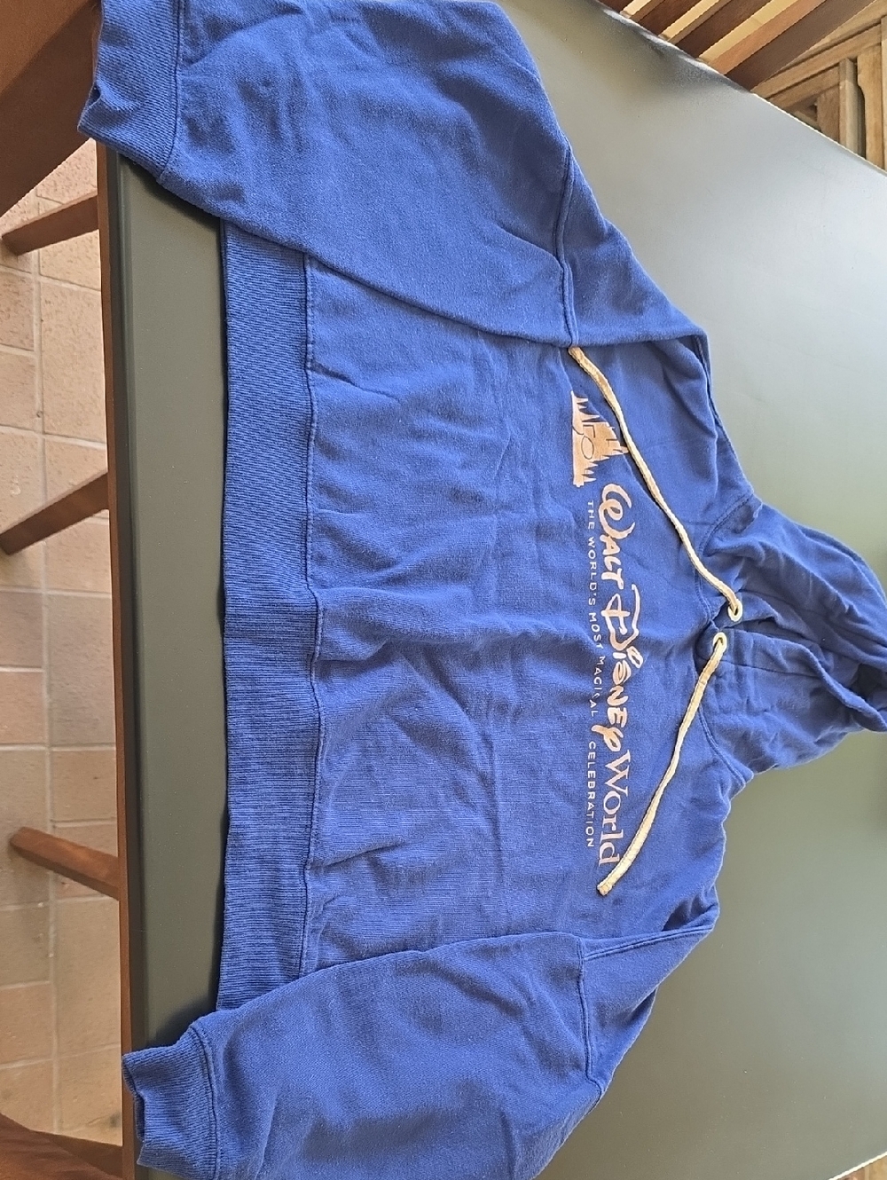 Disney World 50th Navy Blue Hoodie with Gold Drawstring Accents